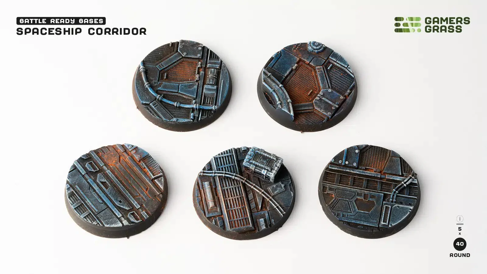 Bases - Spaceship Corridor, Round 40mm (x5)